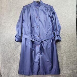 Fleet Street Trench Coat Jacket Womens Size‎ 14 Purple Belted Lined Long Sleeve